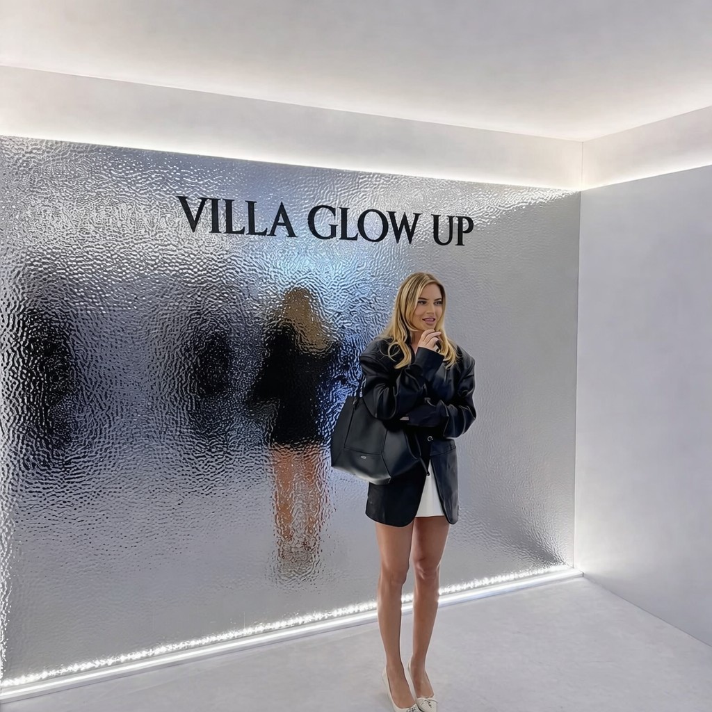 Mur signature chrome Villa Glow Up avec éclairage LED